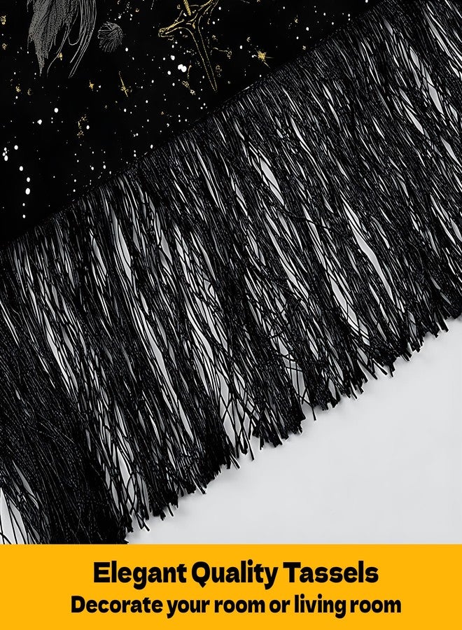BVBOX 2 PCS Vertical Tapestry 13"x51", Boho Celestial Sun, Moon & Mountain Mystical Art with Gold Accents Aesthetic Long Vertical Wall Hanging Black Tassel Tapestries Home Decor for Living Room, Bedroom - Image 4